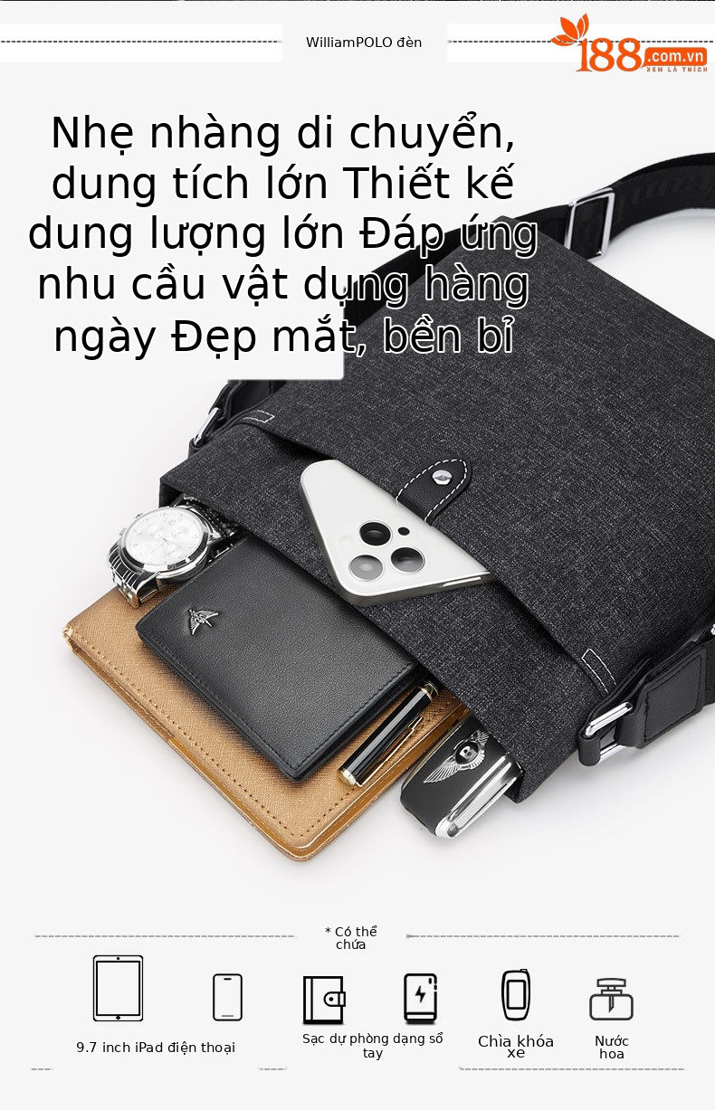 Túi đeo chéo nam vải canvas phong cách thời trang chi tiết 5