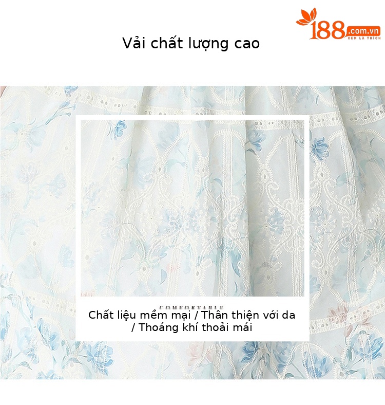 Set váy hai mảnh mùa hè cổ búp bê ren hoa tay ngắn + chân váy xếp ly cạp cao — Xanh lá cây nhạtcolor, Màu hồng, màu mơ chi tiết 23