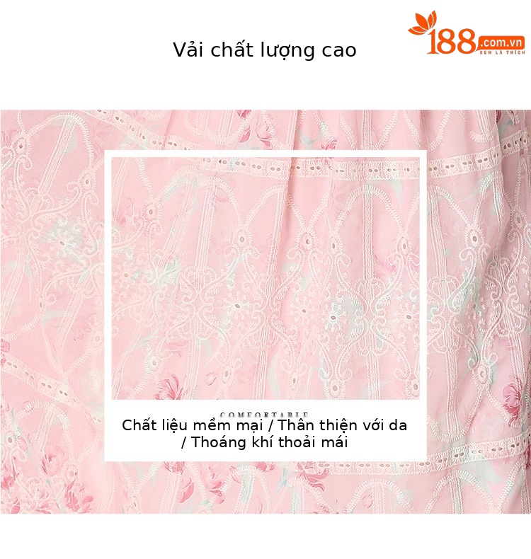 Set váy hai mảnh mùa hè cổ búp bê ren hoa tay ngắn + chân váy xếp ly cạp cao — Xanh lá cây nhạtcolor, Màu hồng, màu mơ chi tiết 41