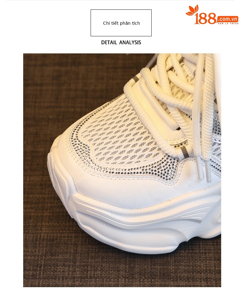 Giày sneaker nữ đế dày chunky lưới thoáng khí tăng chiều cao — Xám tím chi tiết 7