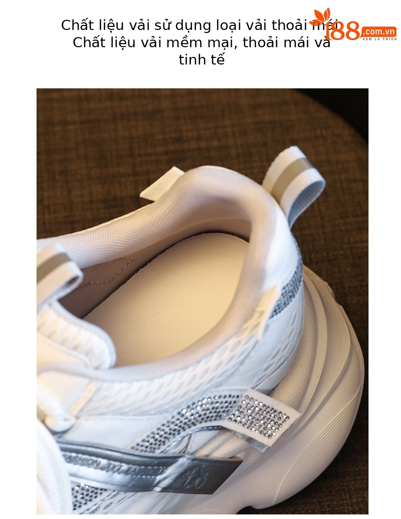 Giày sneaker nữ đế dày chunky lưới thoáng khí tăng chiều cao — Xám tím chi tiết 8