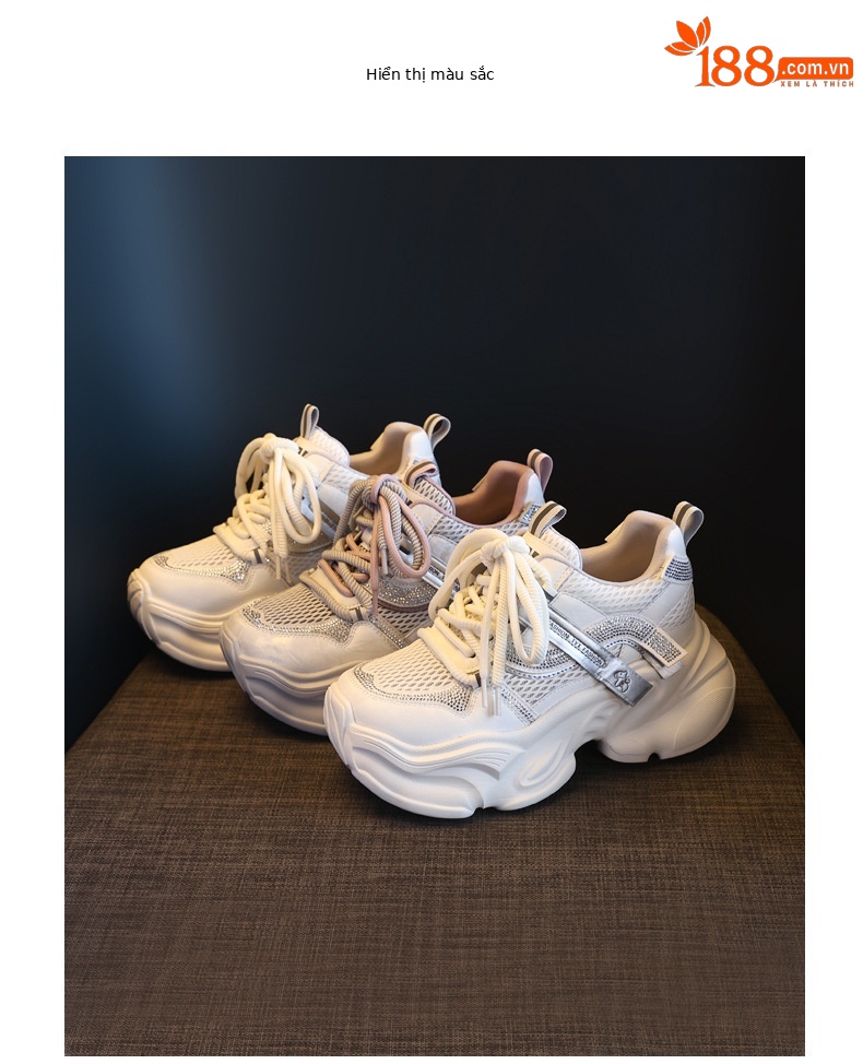 Giày sneaker nữ đế dày chunky lưới thoáng khí tăng chiều cao — Xám tím chi tiết 18