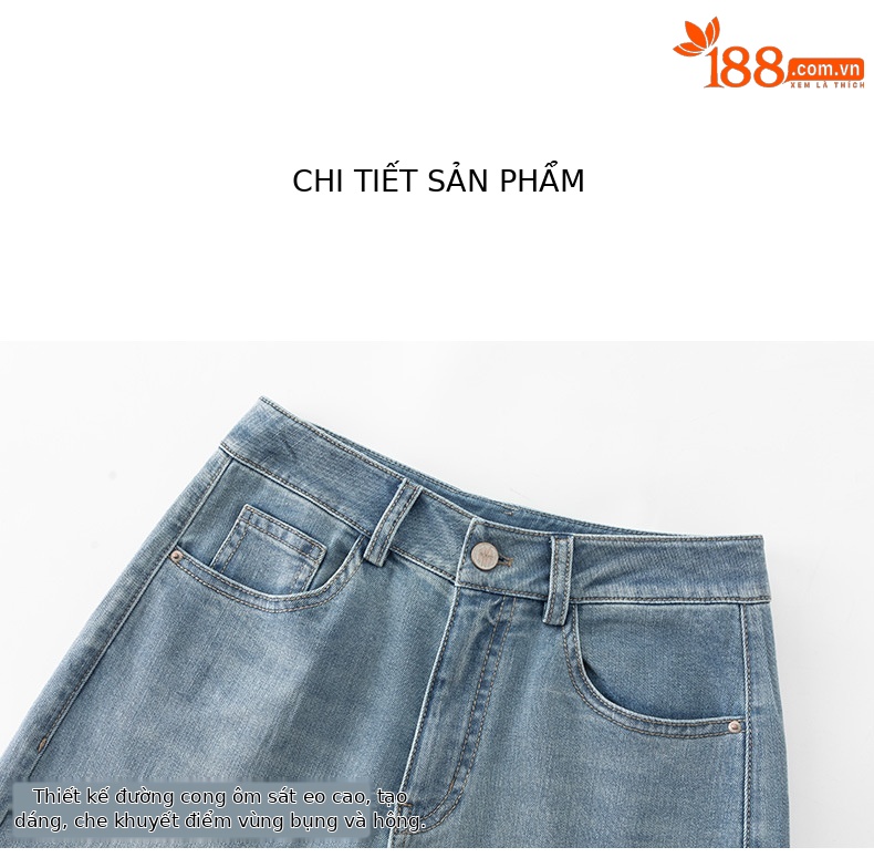 Quần jean nữ ống rộng cạp cao, chất liệu cotton pha linen mỏng nhẹ, dáng suông rủ, gấu tua rua — xanh lam chi tiết 20