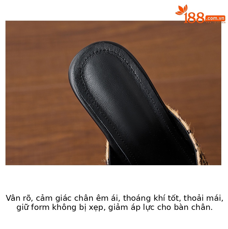 Sandal cao gót nữ hở mũi họa tiết da báo, đế xuồng, gót 9 cm, mũi vuông — màu nâu, màu mơ chi tiết 4