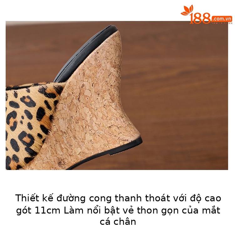 Sandal cao gót nữ hở mũi họa tiết da báo, đế xuồng, gót 9 cm, mũi vuông — màu nâu, màu mơ chi tiết 5