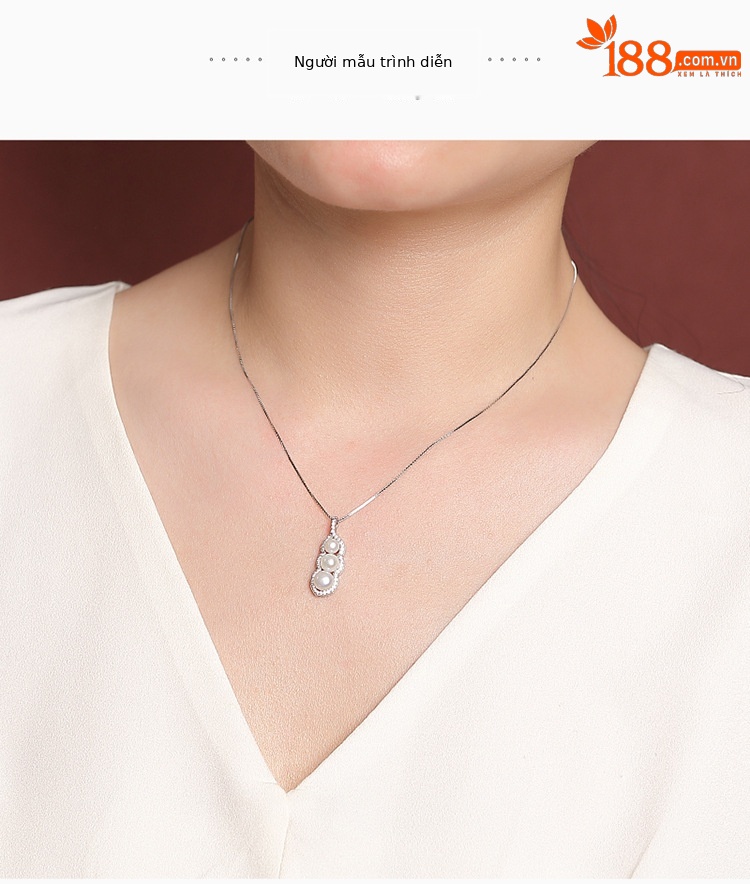 Mặt dây chuyền bạc S925 đính ngọc trai nước ngọt tự nhiên dạng pod — Các kiểu bạc (bao gồm chuỗi) chi tiết 5