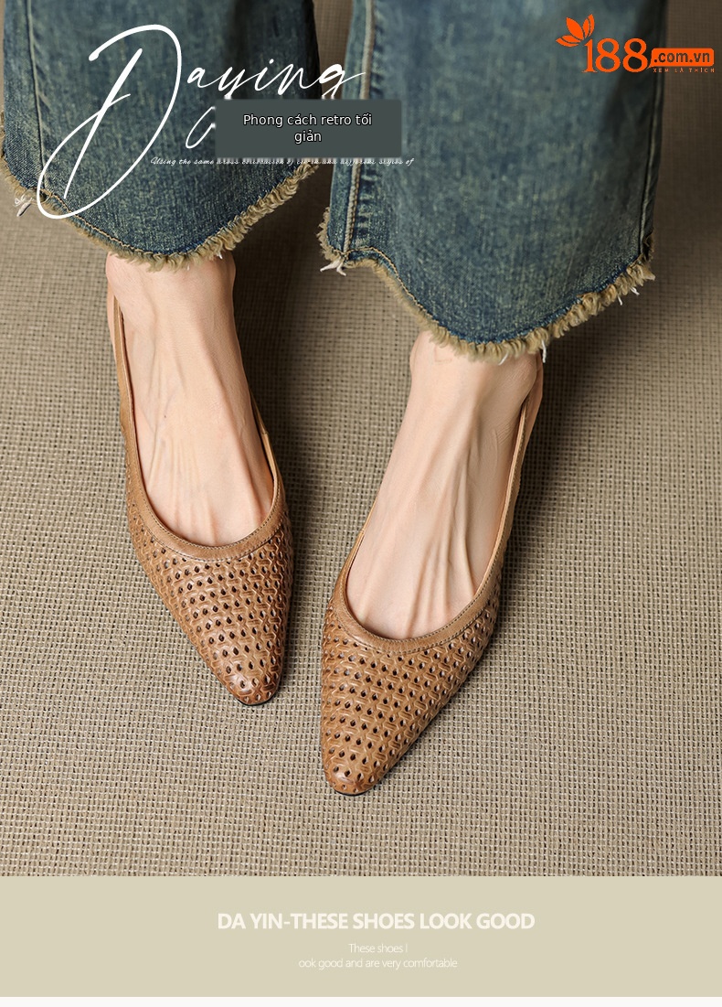 Sandal nữ da bò dệt mũi kín gót thô cao 6 cm phong cách công sở — đen chi tiết 2
