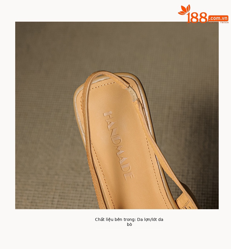 Sandal nữ da bò dệt mũi kín gót thô cao 6 cm phong cách công sở — đen chi tiết 20