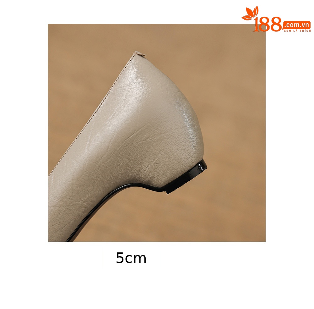Giày cao gót nữ mũi nhọn da cừu phối màu gót 5 cm kiểu Pháp — đen chi tiết 11