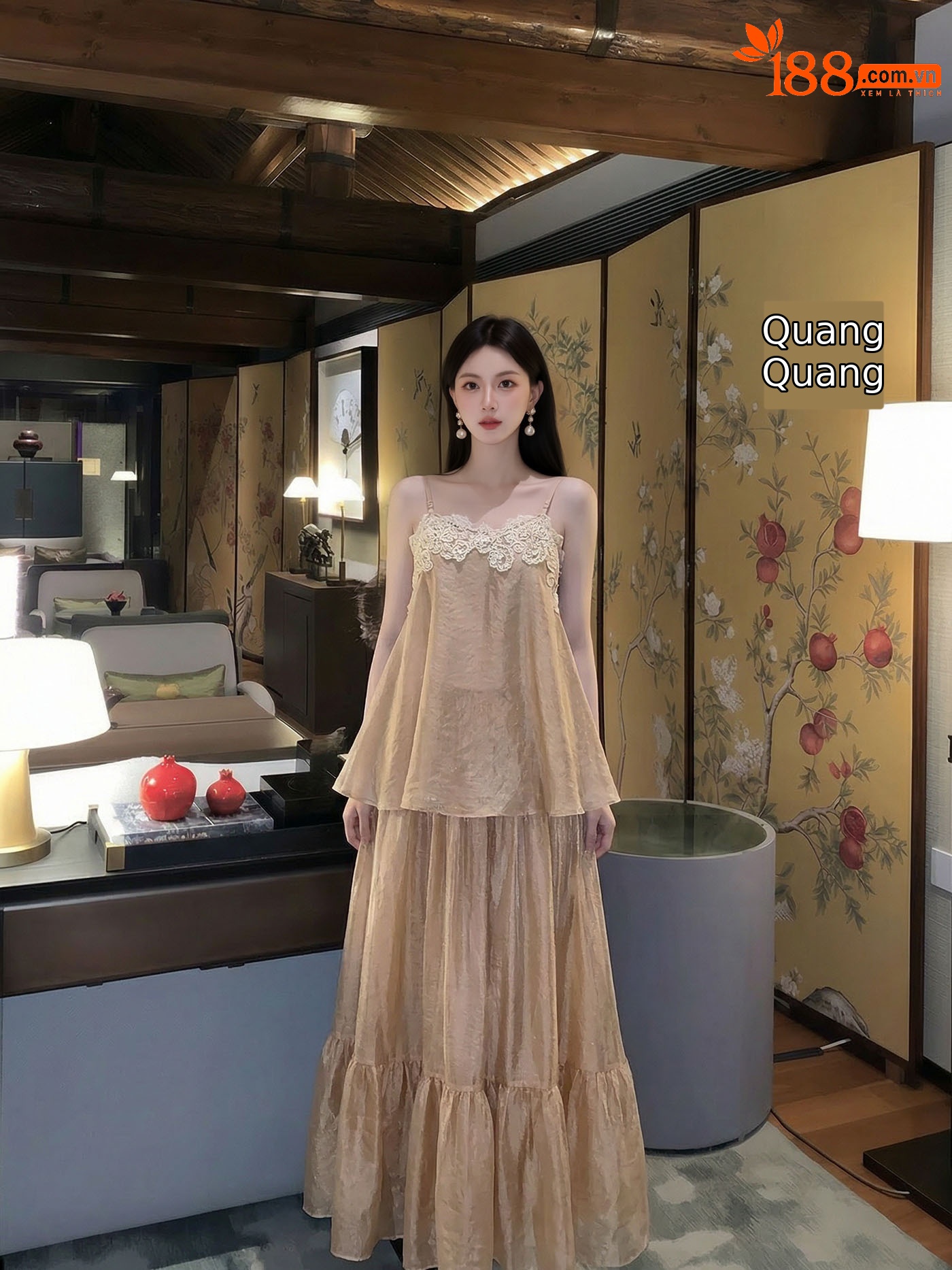 Bộ váy đầm maxi nữ thắt eo phong cách tân cổ điển Trung Hoa sang trọng — nửa váy, Trang chủ