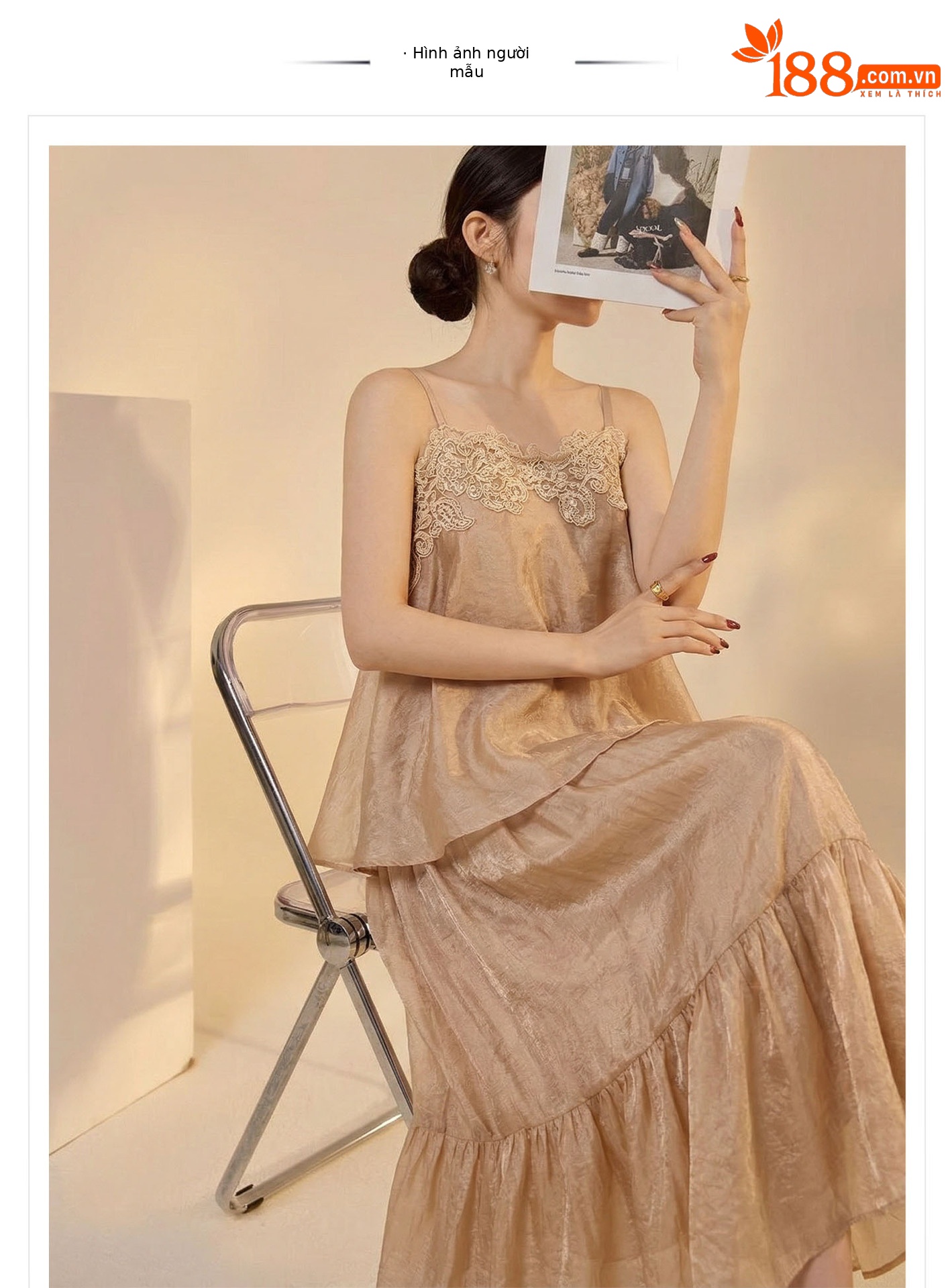 Bộ đầm maxi nữ thắt eo phong cách cổ điển Trung Hoa cao cấp (áo dây + chân váy) — nửa váy, Trang chủ chi tiết 1