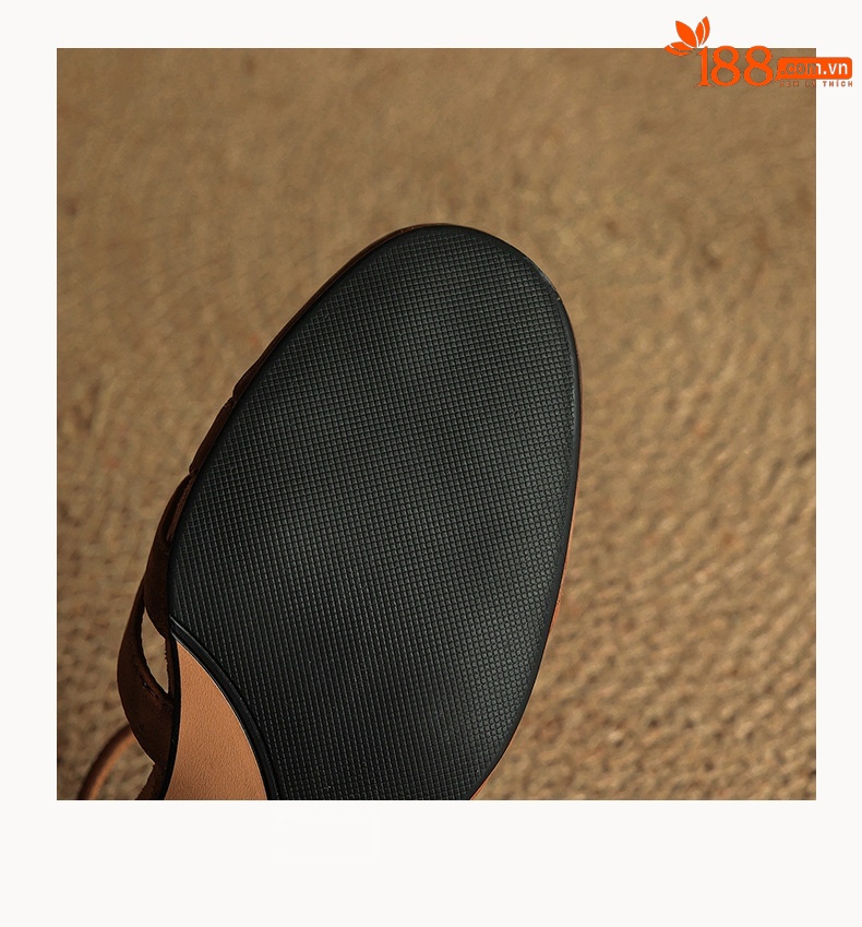 Sandal nữ da bò dệt rỗng mũi hở gót thô cao phong cách La Mã — màu nâu chi tiết 22