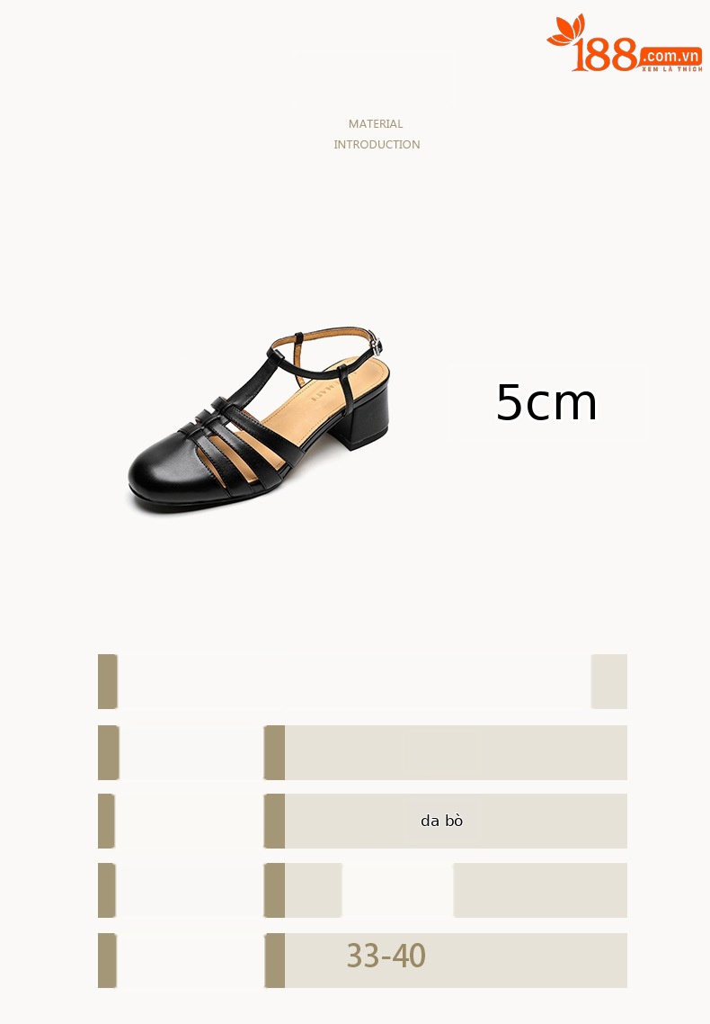Sandal nữ da bò dệt rỗng mũi hở gót thô cao phong cách La Mã — màu nâu chi tiết 3