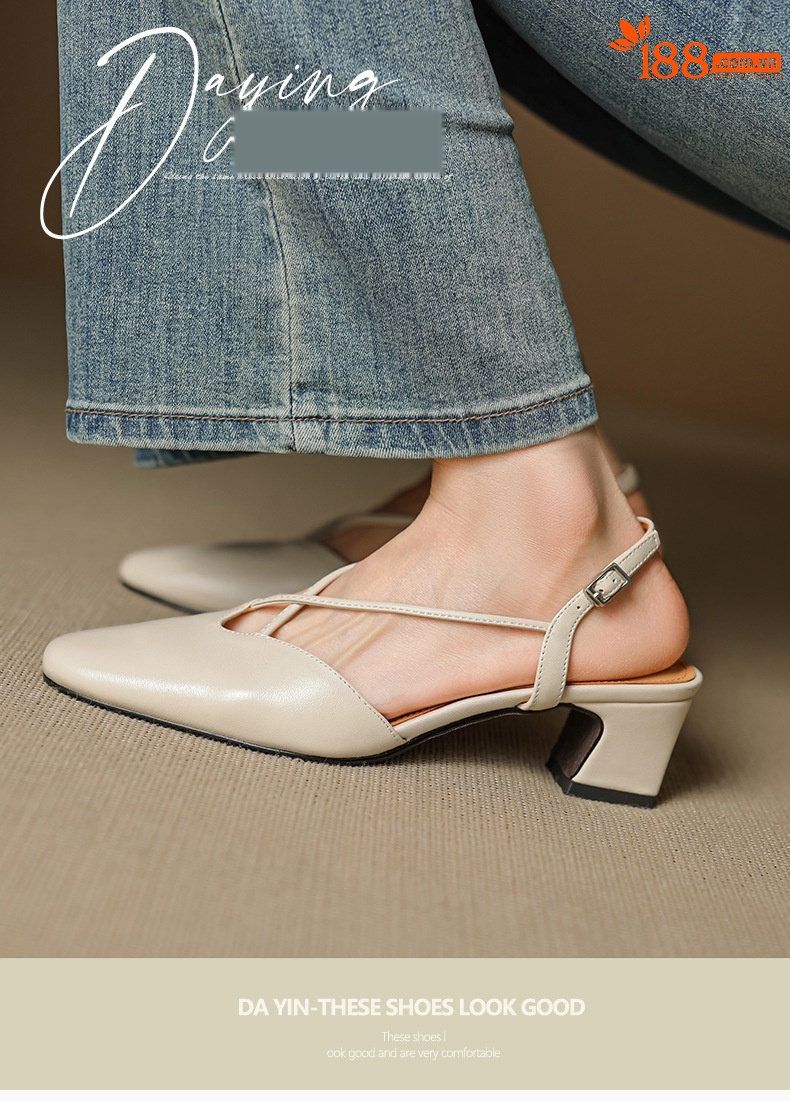 Sandal cao gót nữ mũi kín quai chéo buộc dây phong cách Hàn Quốc — đen chi tiết 9