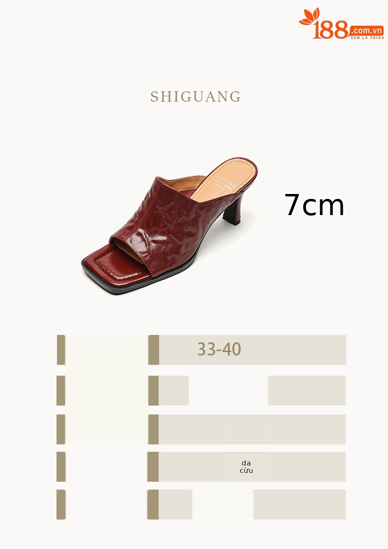 Sandal cao gót nữ hở mũi quai ngang da dê gót 7 cm kiểu Hàn Quốc — đen chi tiết 3