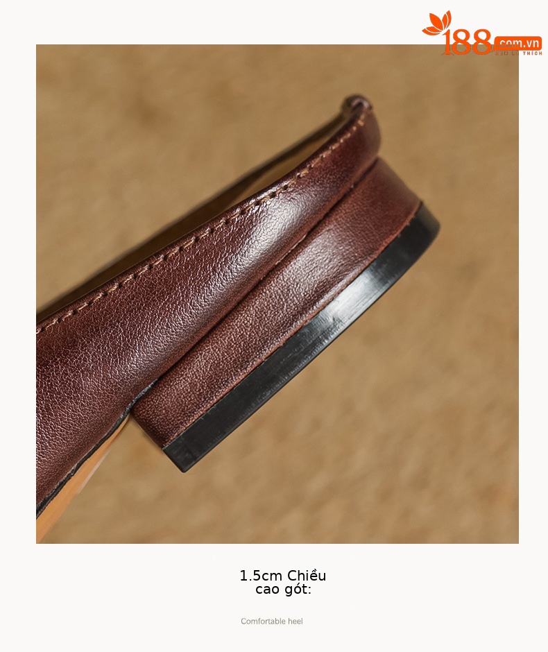 Giày mule nữ da bò mũi vuông miệng nông đế bệt — màu nâu chi tiết 21