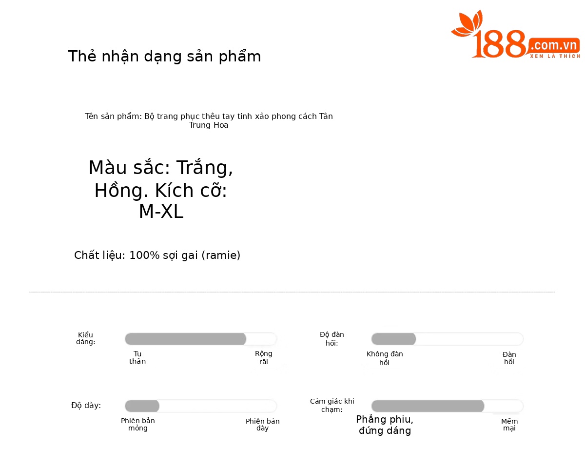 Bộ quần áo hai mảnh nữ chất liệu ramie thêu hoa, áo sơ mi phối quần ống rộng — Màu hồng, màu trắng chi tiết 13