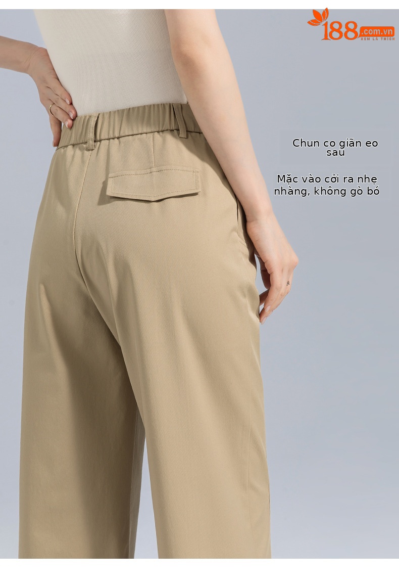 Quần culottes nữ ống rộng cạp cao dáng suông vải modal mềm mại — Xanh lông mòng đen chi tiết 13