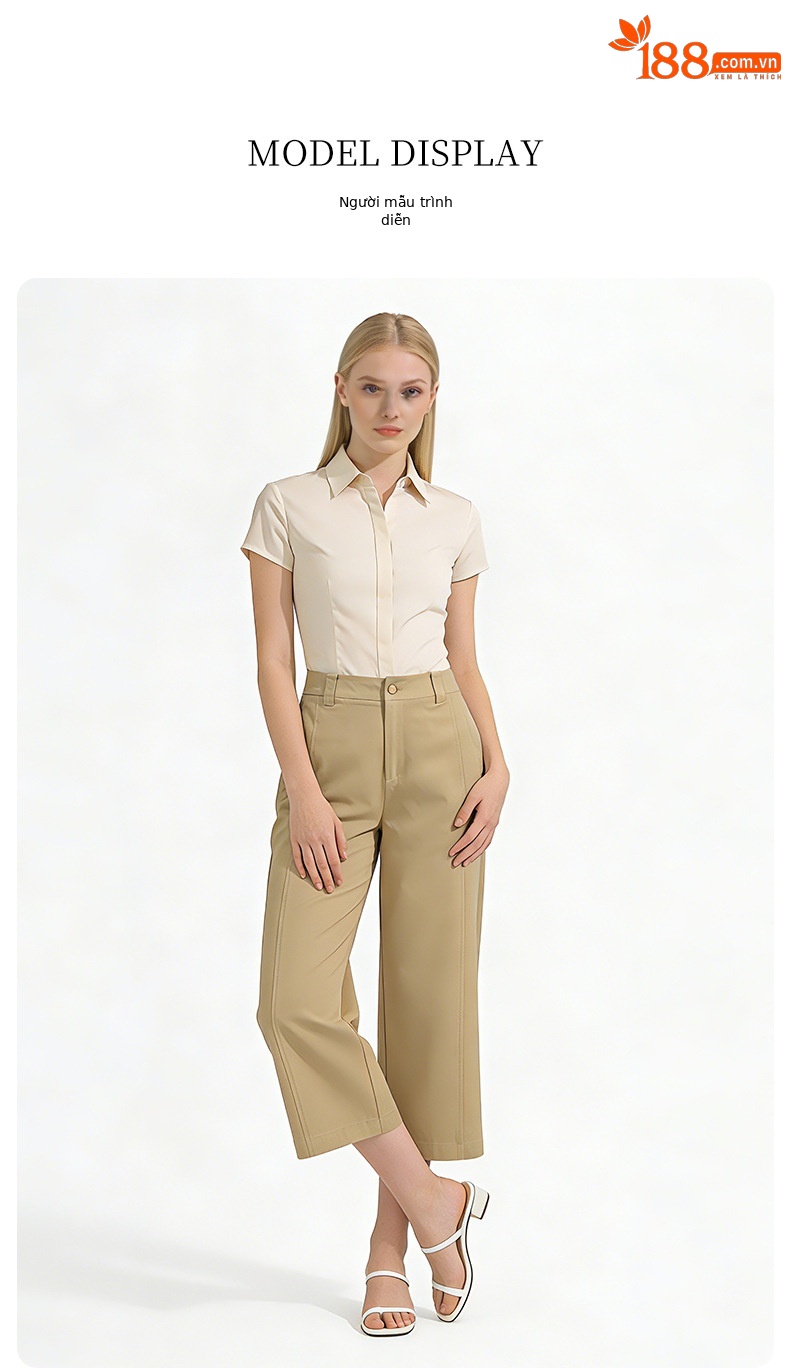 Quần culottes nữ ống rộng cạp cao dáng suông vải modal mềm mại — Xanh lông mòng đen chi tiết 18