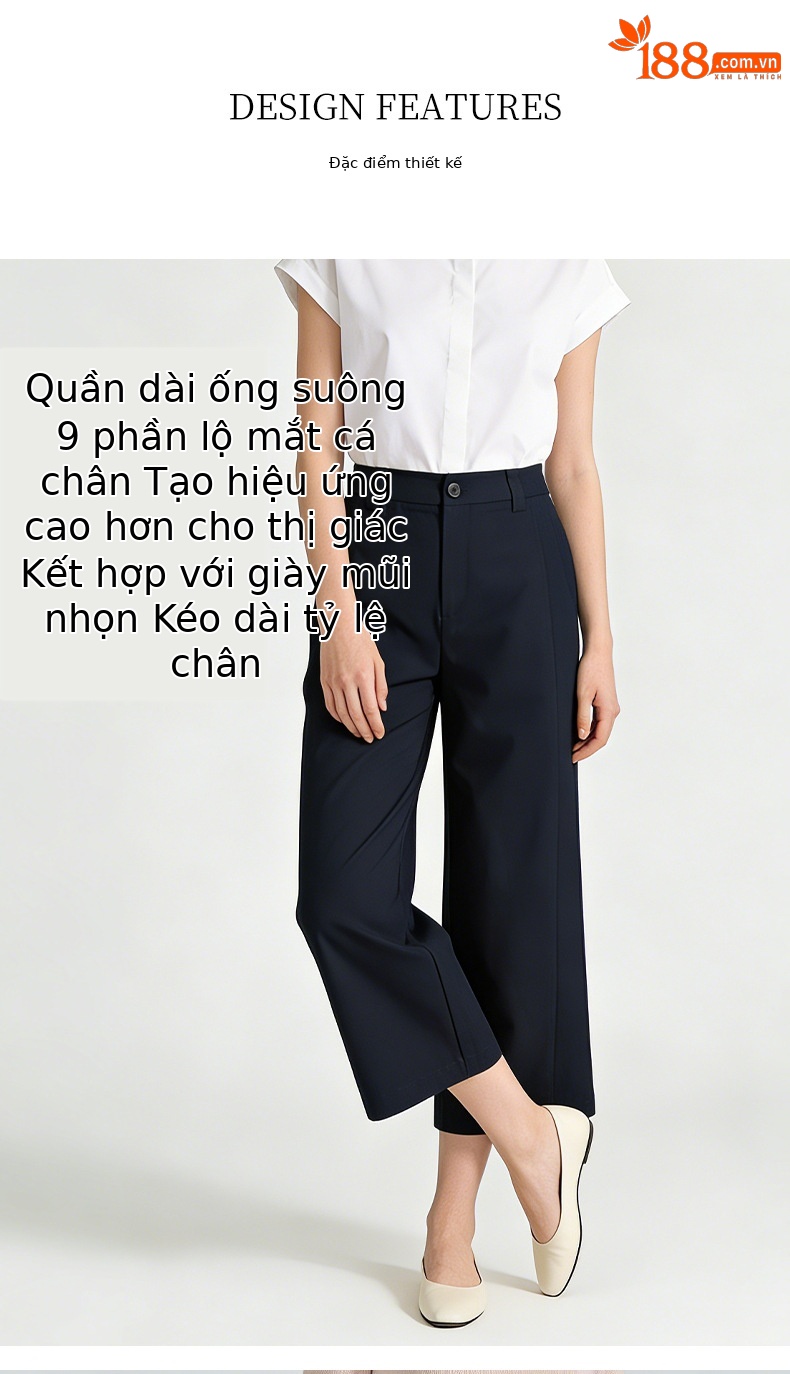 Quần culottes nữ ống rộng cạp cao dáng suông vải modal mềm mại — Xanh lông mòng đen chi tiết 6