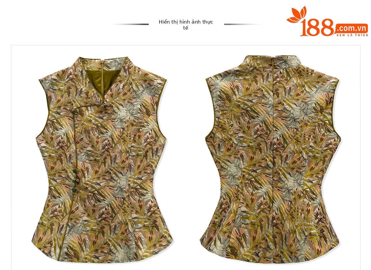 Set áo gi-lê không tay cổ đứng + chân váy midi jacquard phong cách Trung Quốc mùa hè — Màu xanh lá cây nửa váy, vàng nửa váy, Áo khoác xanh chi tiết 18