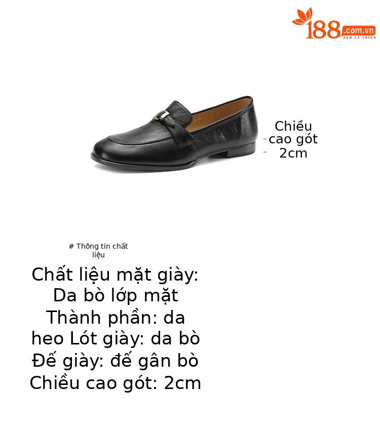 Giày lười nữ da bò mũi tròn phong cách Anh khóa kim loại đế bệt — màu nâu chi tiết 4