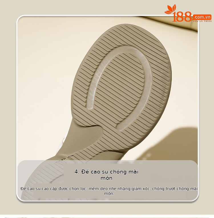 Sandal nữ da thật quai chữ V đan móc mũi kín đế mềm — màu be chi tiết 21