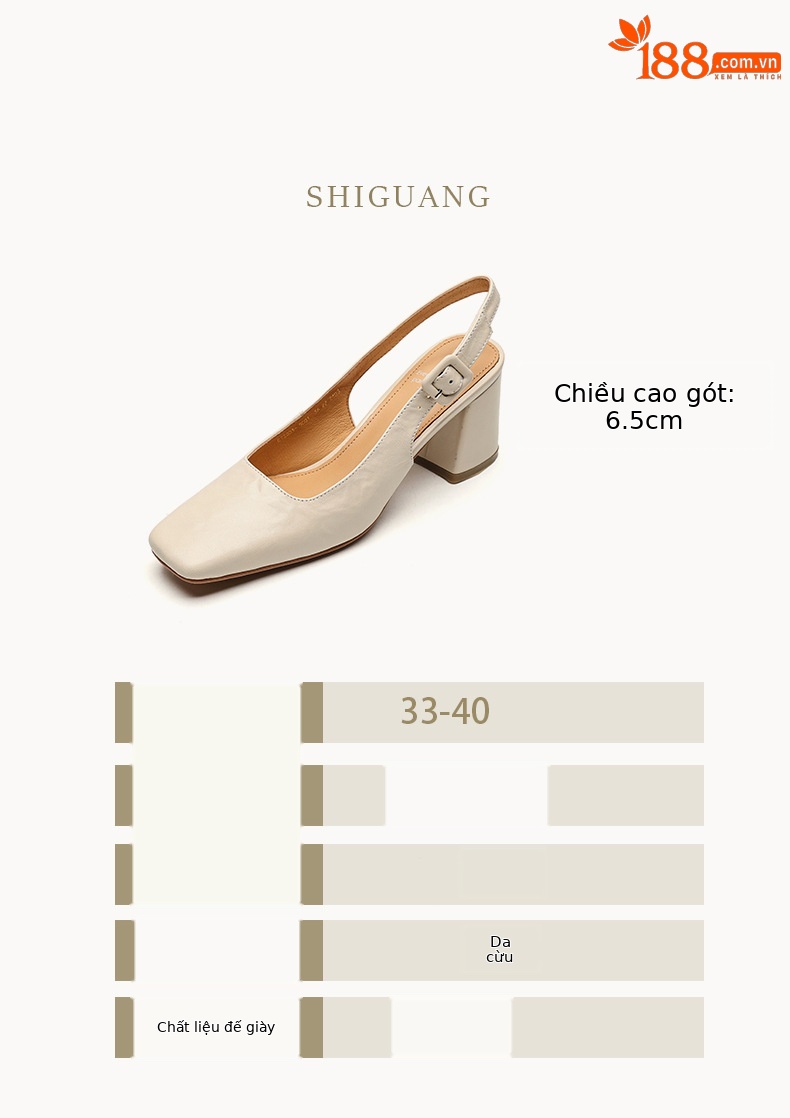 Sandal cao gót nữ mũi nhọn quai khóa, gót thô 9 cm phong cách Hàn Quốc — màu nâu chi tiết 3