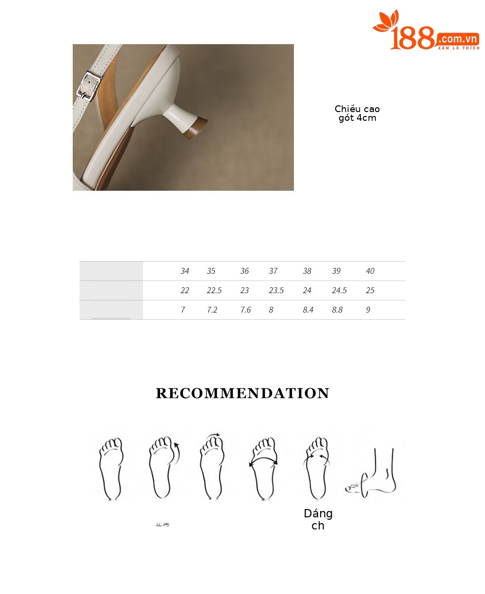 Sandal cao gót nữ hở mũi quai ngang đính hoa, gót 4 cm — Da cừu đen chi tiết 4