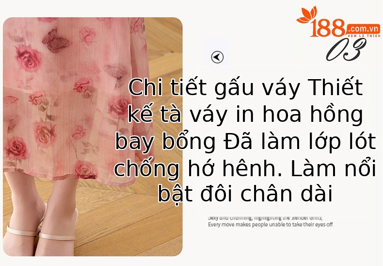 Đầm maxi nữ cổ V thắt eo in hoa dáng dài WA9513 — Hoa hồng chi tiết 8