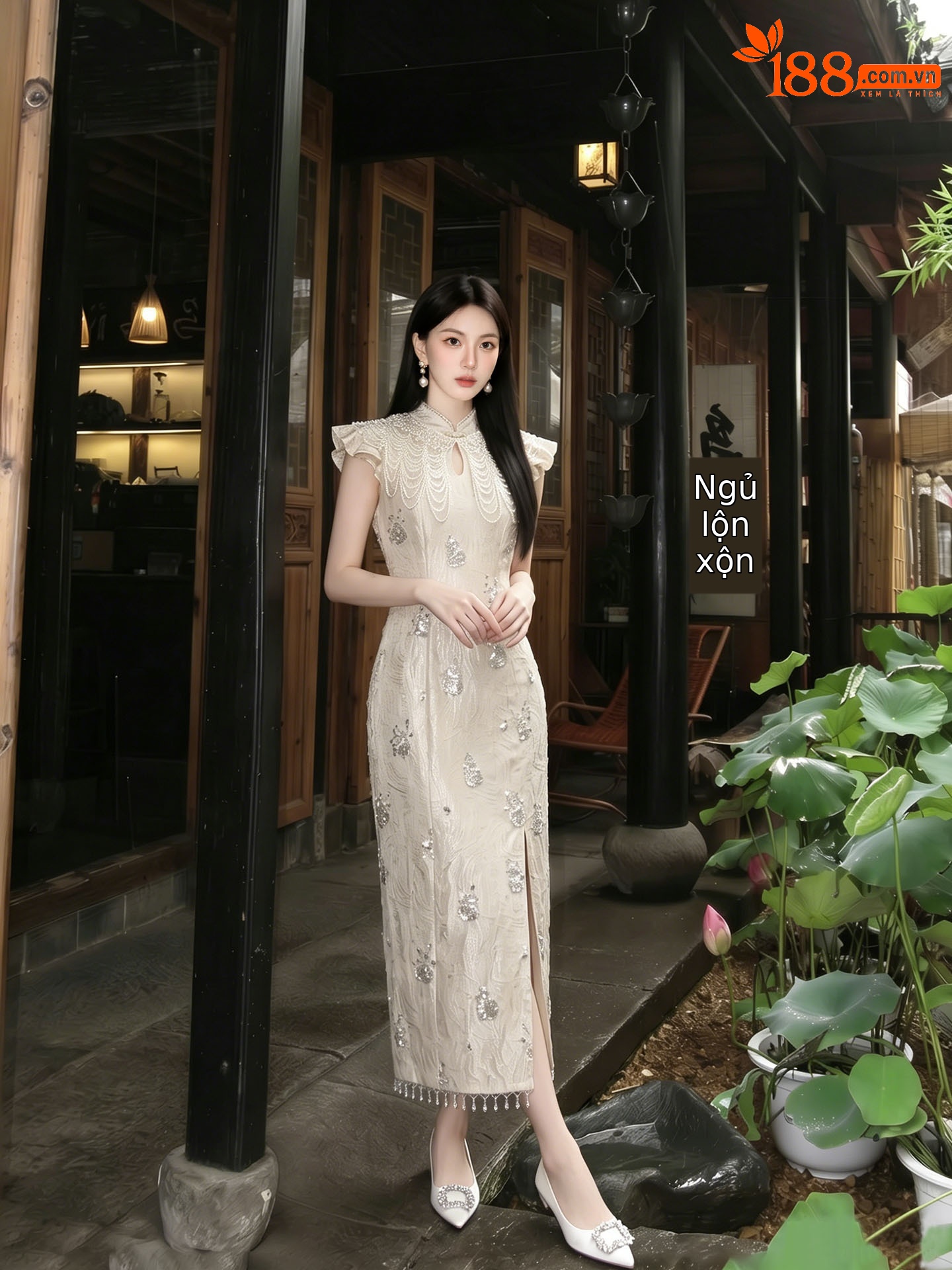 Đầm ôm body nữ phong cách Tân Trung Hoa đính cườm nặng tay thiết kế sườn xám — Xám Hạnh
