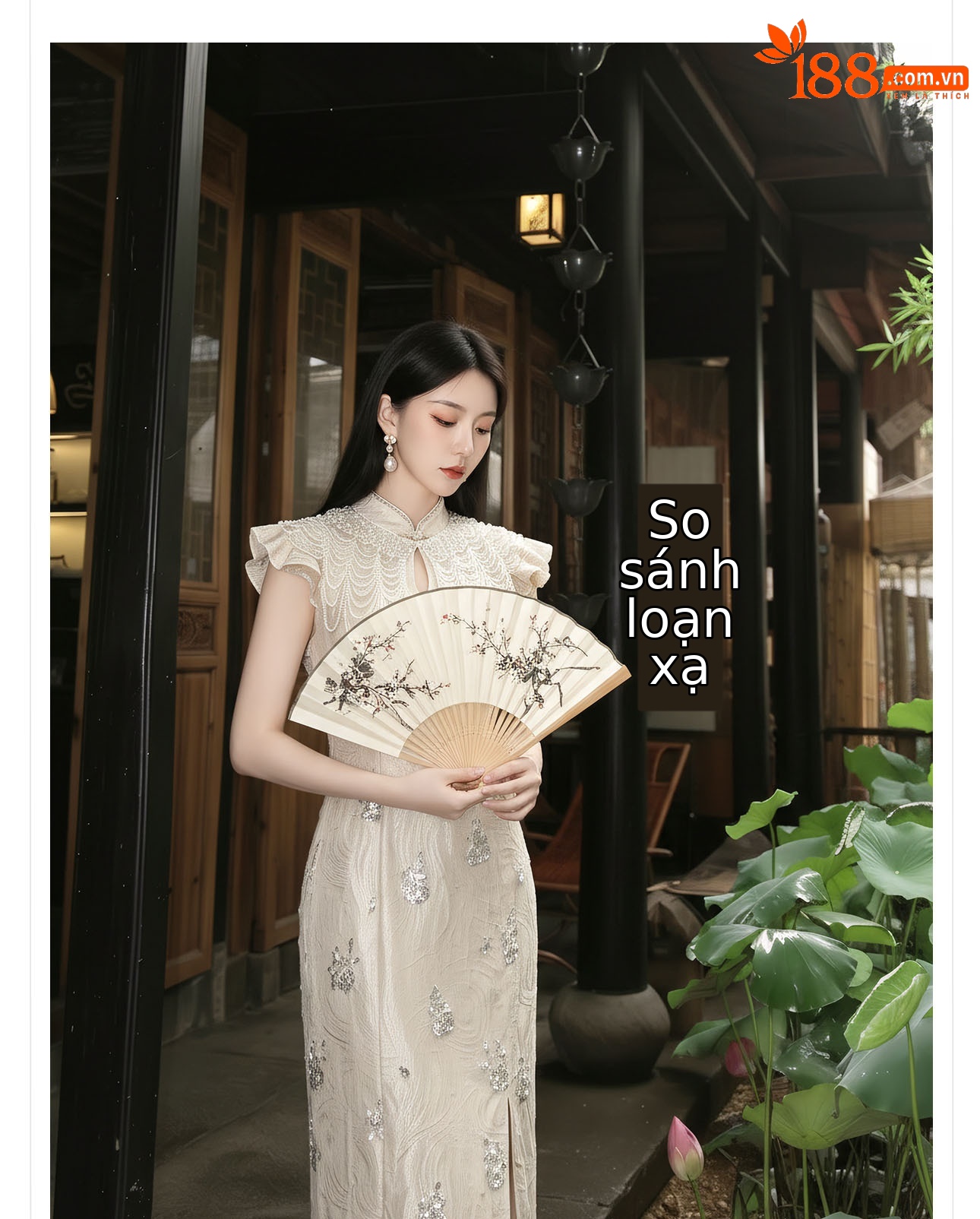 Đầm ôm body nữ phong cách Tân Trung Hoa đính cườm nặng tay thiết kế sườn xám — Xám Hạnh chi tiết 5