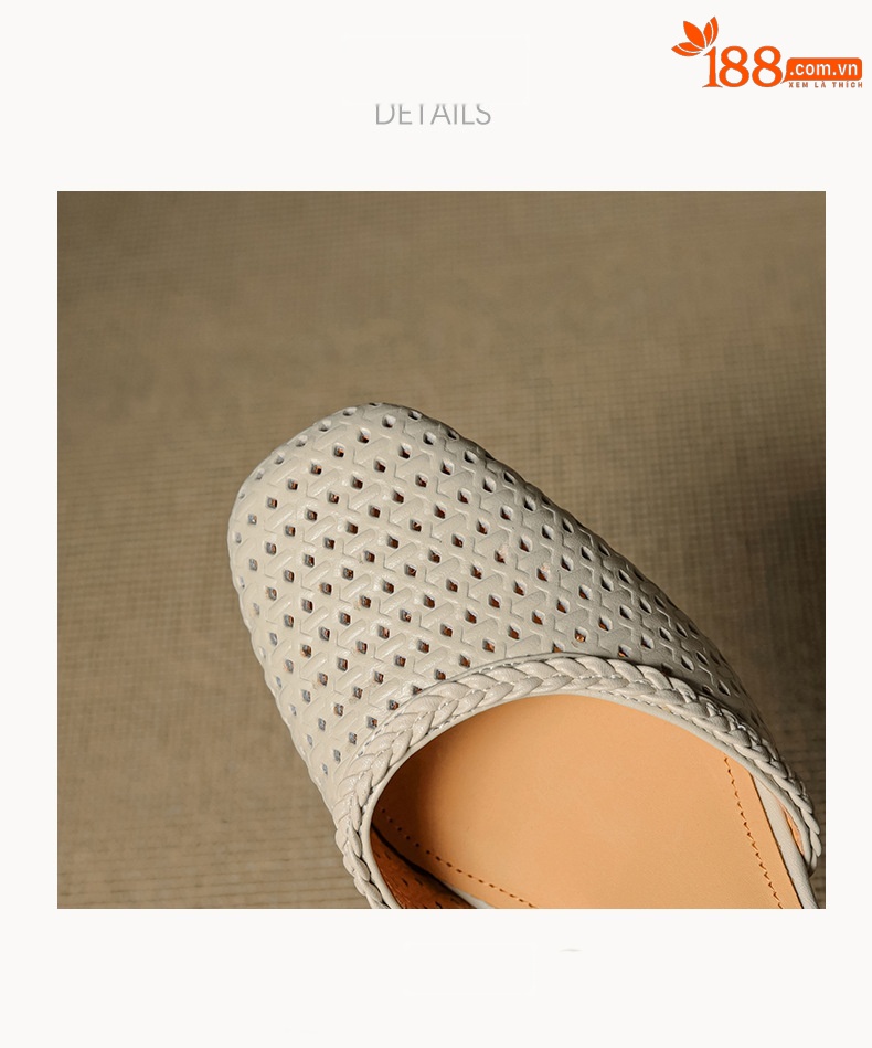 Giày sandal cao gót nữ quai ngang mũi tròn da bò, gót 5 cm — đen chi tiết 17