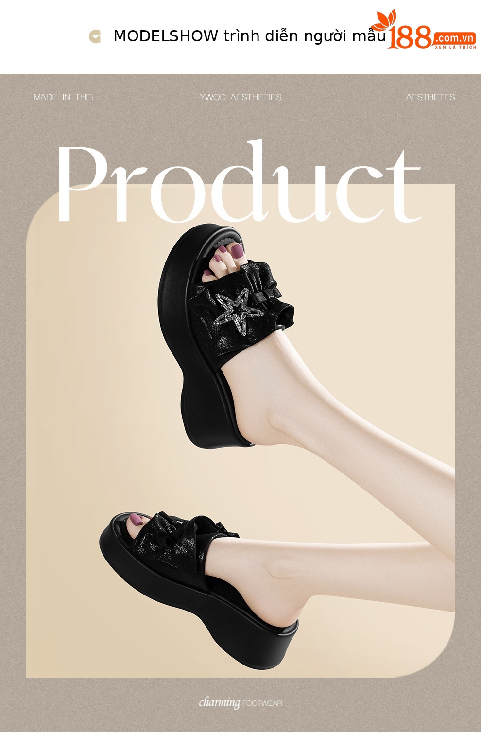 Sandal nữ quai chữ V đơn giản phong cách fairy tăng chiều cao đế dày — 6104 Da đen, 6104 Bạc chi tiết 4