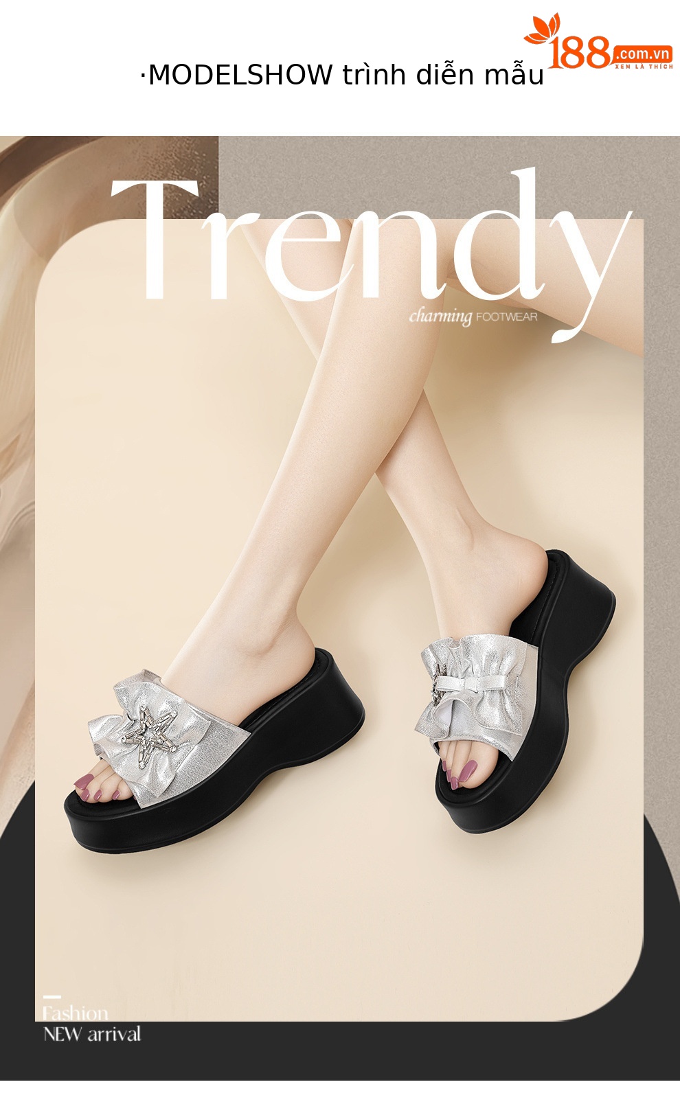 Sandal nữ quai chữ V đơn giản phong cách fairy tăng chiều cao đế dày — 6104 Da đen, 6104 Bạc chi tiết 5