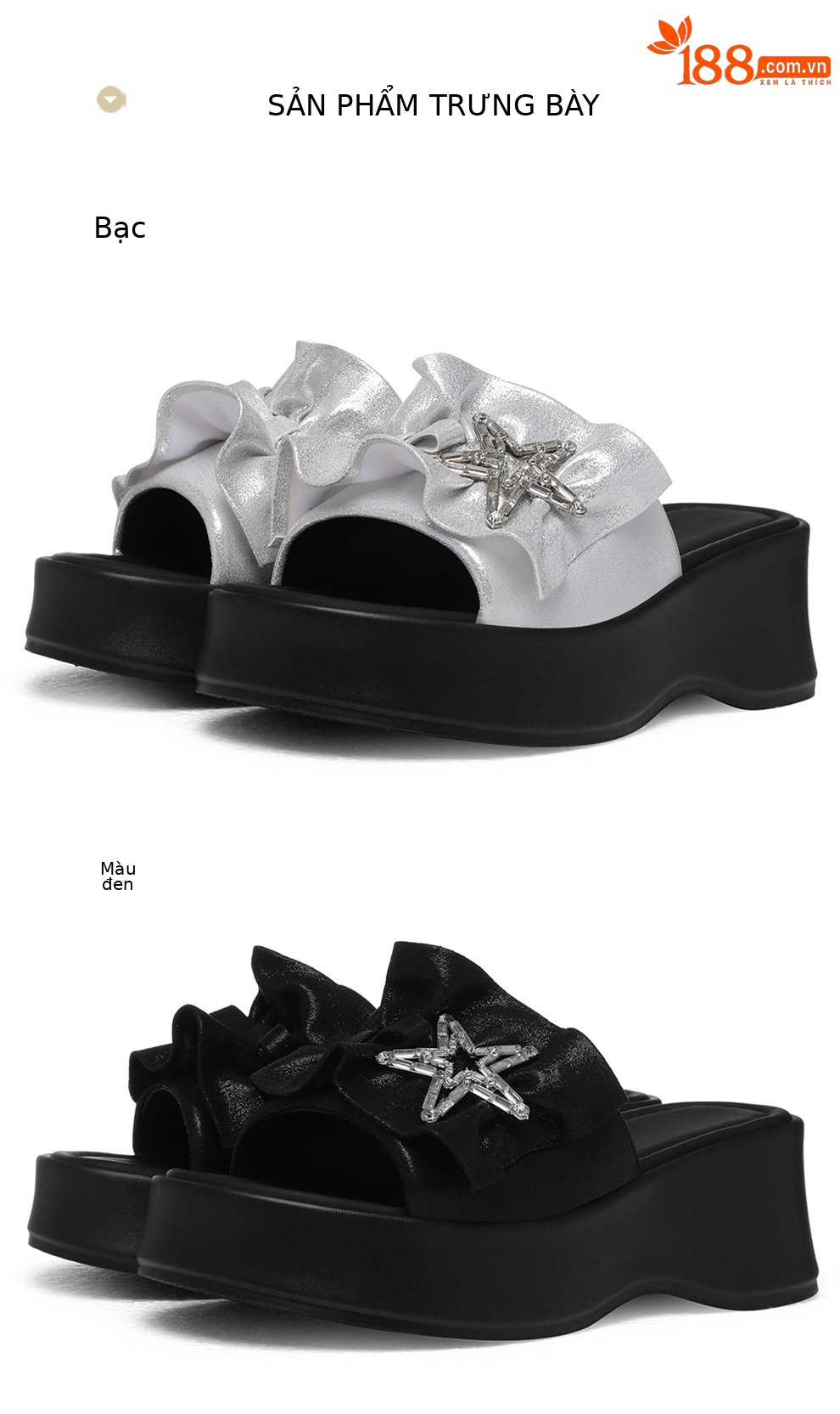 Sandal nữ quai chữ V đơn giản phong cách fairy tăng chiều cao đế dày — 6104 Da đen, 6104 Bạc chi tiết 13