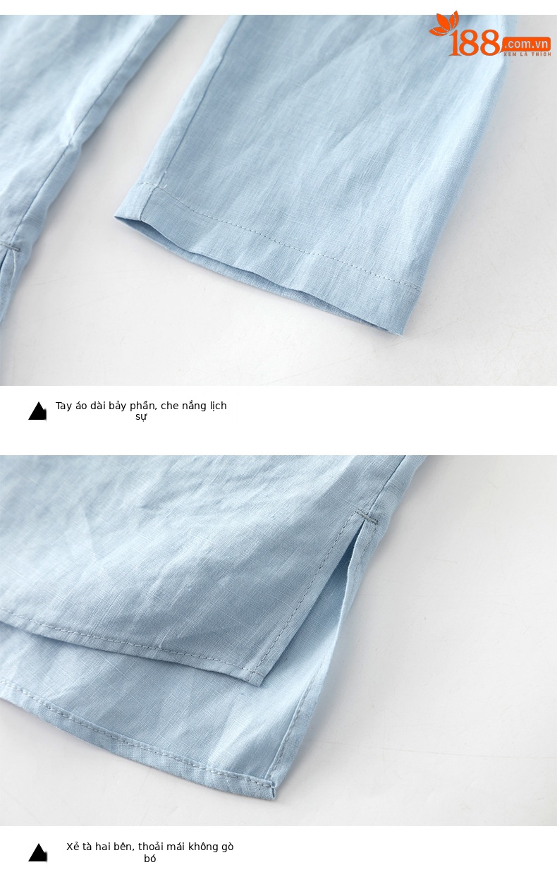 Áo sơ mi nữ linen cổ V thêu hoa tay lỡ rộng — Lời bài hát: Seventeen Sleeves chi tiết 15