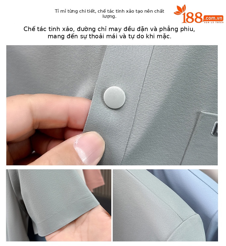 Áo polo nam tay ngắn cổ bẻ phong cách doanh nhân trung niên — Xanh da trời2810 chi tiết 2
