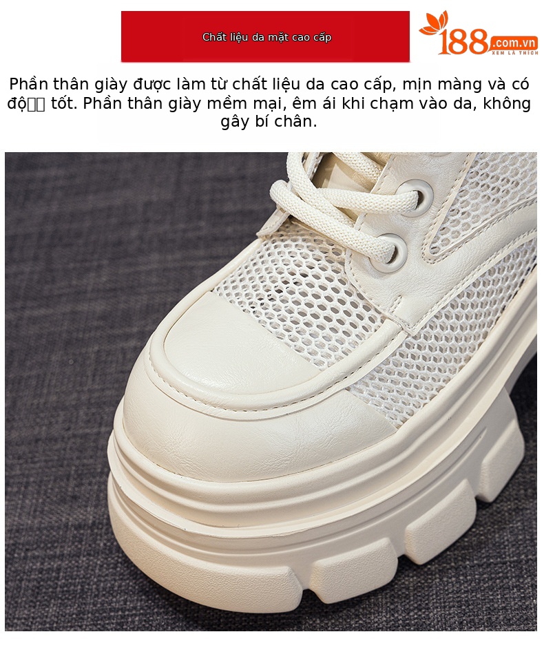 Boot nữ đế dày cổ thấp họa tiết đục lỗ lưới thoáng khí mùa hè — M2828 be đục lỗ, M2828-1 be lưới, M2828 đen đục lỗ, M2828 nâu đục lỗ chi tiết 7