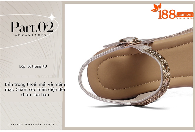 Giày sandal cao gót nữ hở mũi đính đá đế dày tăng chiều cao — 6120 Da đen, 6120 Vàng chi tiết 11
