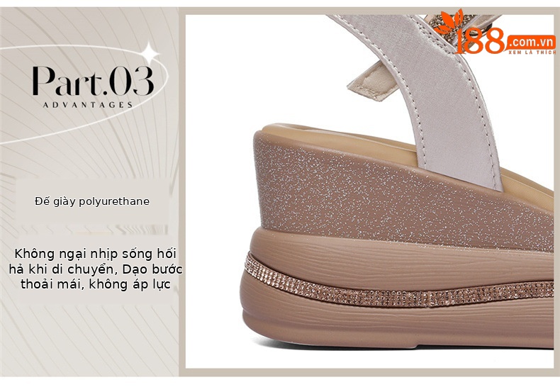 Giày sandal cao gót nữ hở mũi đính đá đế dày tăng chiều cao — 6120 Da đen, 6120 Vàng chi tiết 12