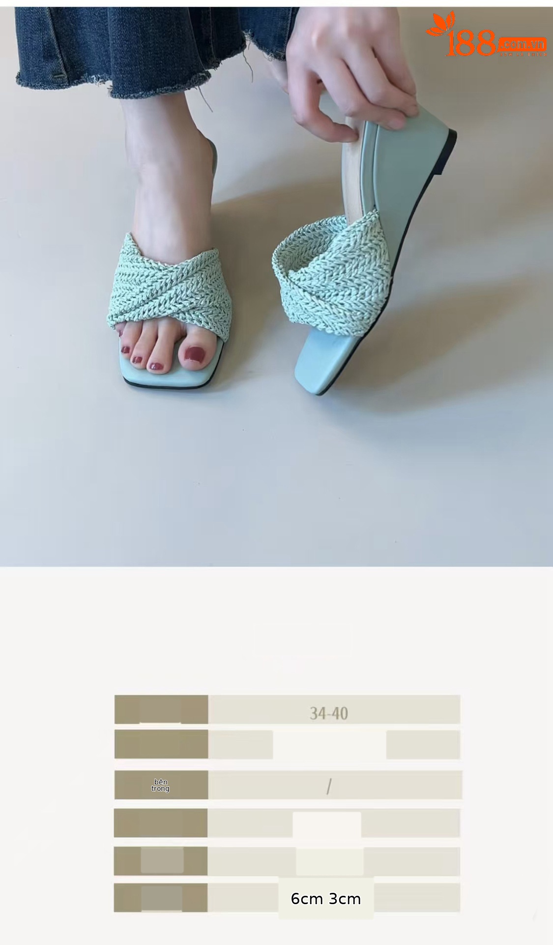 Sandal cao gót nữ quai chéo mũi vuông hở ngón, gót thô 6 cm — Cao gót màu trắng gạo 6 cm chi tiết 4