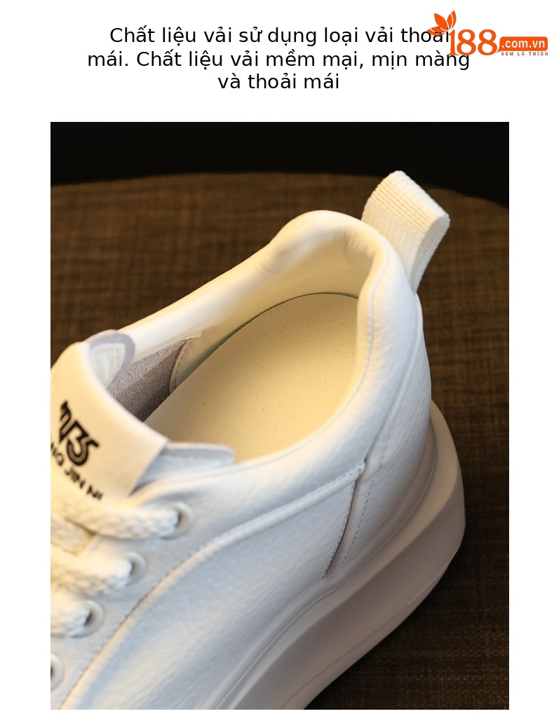 Giày sneaker nữ đế dày tăng chiều cao phong cách thể thao — màu trắng chi tiết 6