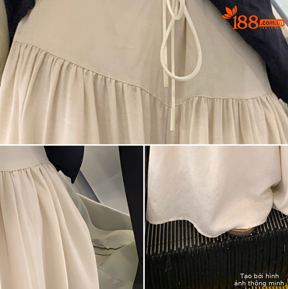 Quần culottes nữ ống rộng cạp cao thiết kế dây rút eo — màu đen, trắng ngà, màu mơ chi tiết 9
