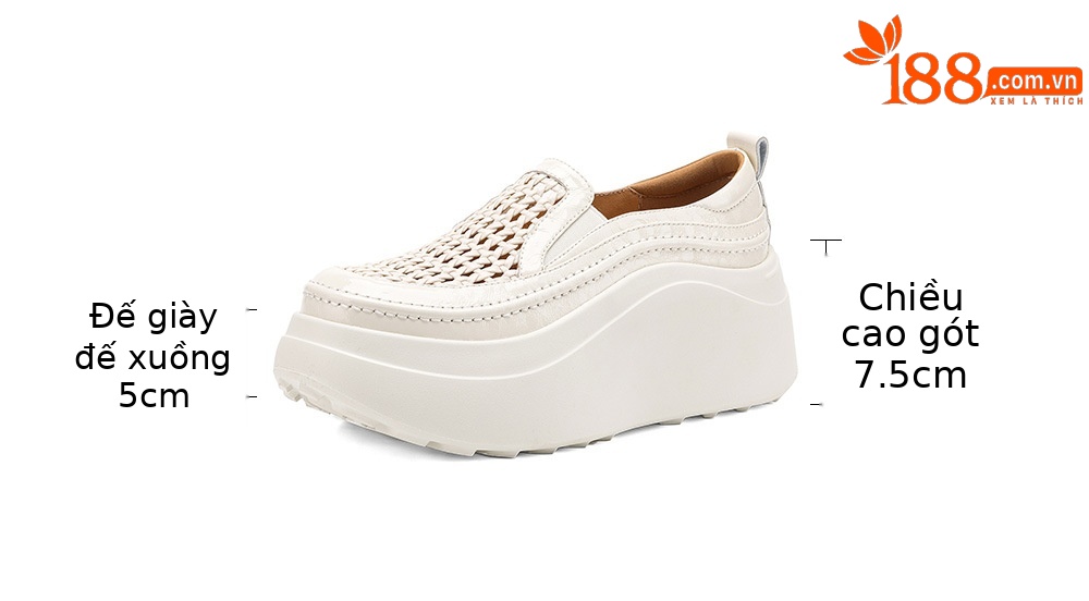 Giày sandal cao gót nữ hở mũi đế dày da thật mũi tròn phong cách lười — màu đen, màu trắng ngà chi tiết 4
