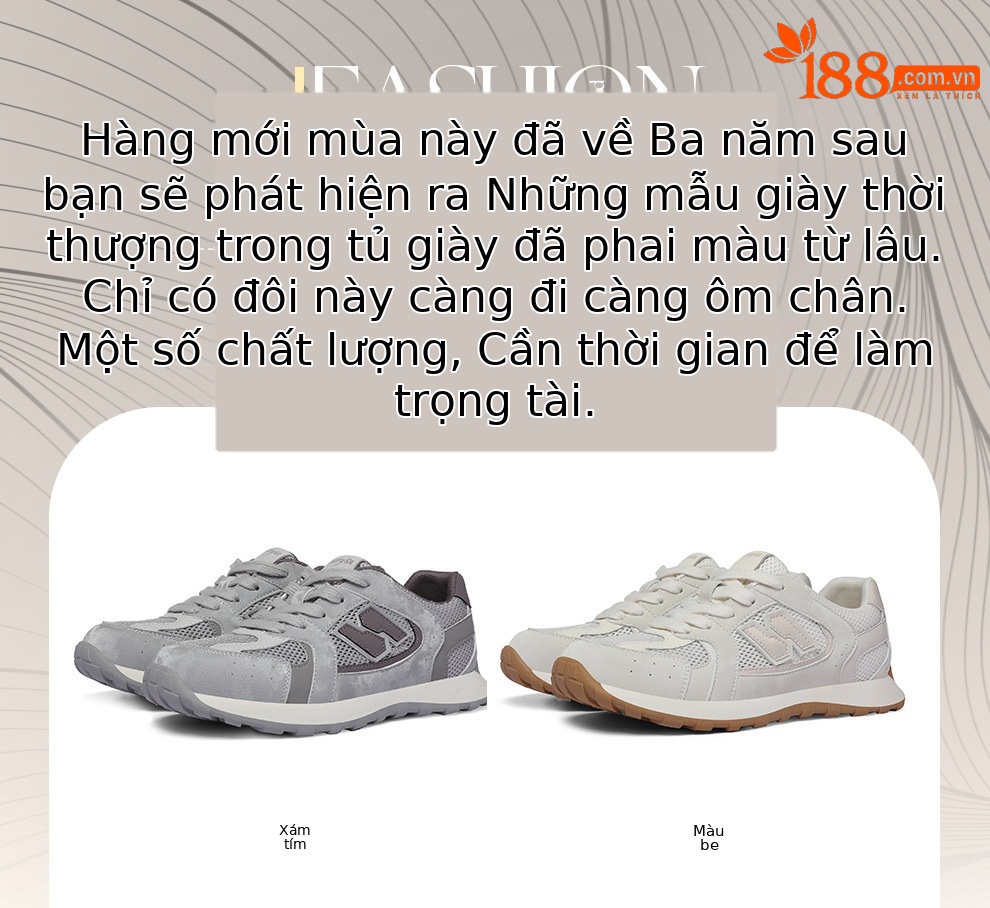 Giày sneaker nữ lưới thoáng khí phong cách cổ điển đế mềm đa năng — 6106 Xám tím, 6106 Màu be chi tiết 1