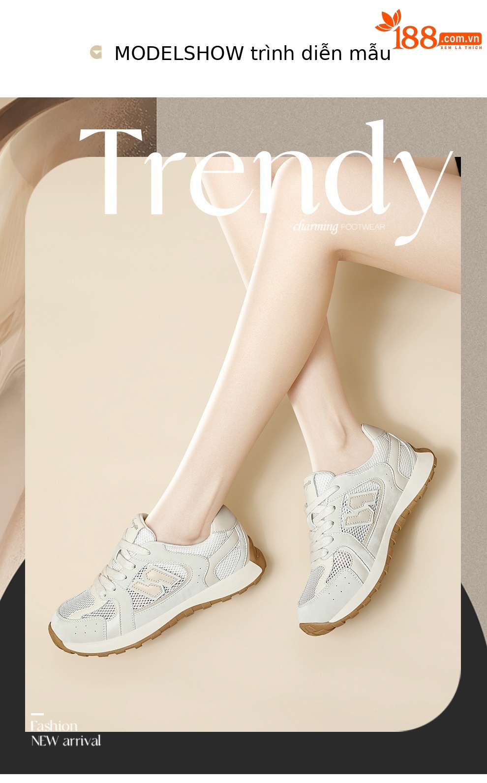 Giày sneaker nữ lưới thoáng khí phong cách cổ điển đế mềm đa năng — 6106 Xám tím, 6106 Màu be chi tiết 3