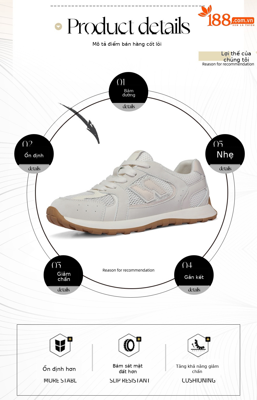 Giày sneaker nữ lưới thoáng khí phong cách cổ điển đế mềm đa năng — 6106 Xám tím, 6106 Màu be chi tiết 2