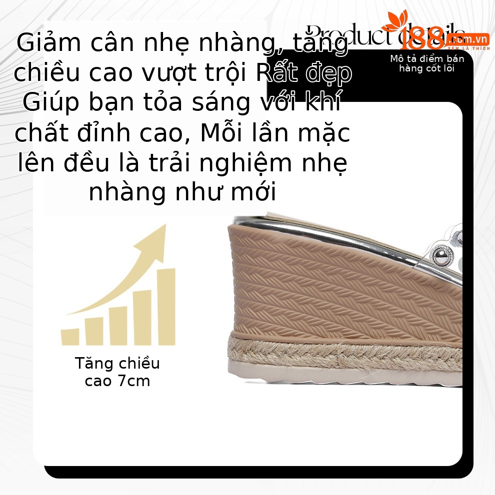 Dép sandal nữ quai chữ V đế xuồng cao gót 9 cm phong cách sang trọng — 6098 Bạc, 6098 Vàng chi tiết 3