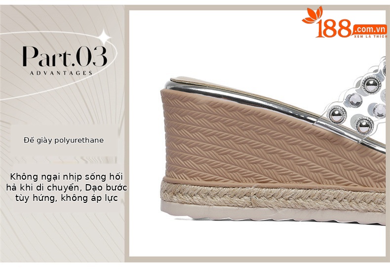 Dép sandal nữ quai chữ V đế xuồng cao gót 9 cm phong cách sang trọng — 6098 Bạc, 6098 Vàng chi tiết 12